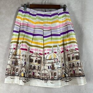 Allison Taylor 100% Silk Skirt VTG Size 8 Pleated Artsy Whimsy Preppy Y2K Retro